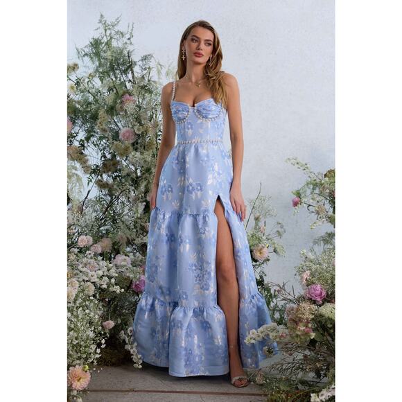 Anthropologie V. Chapman Lucetta Corset Tiered Maxi Dress Sz 8 - Picture 1 of 16